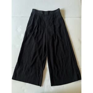 Banana Republic Linen Blend Wide Leg Crop Pants Women XS Black Pull On Boho